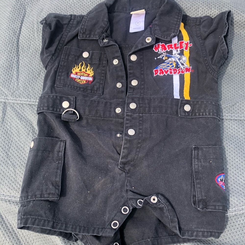 Harley Davidson Motor Cycle One Piece Denim Vintage